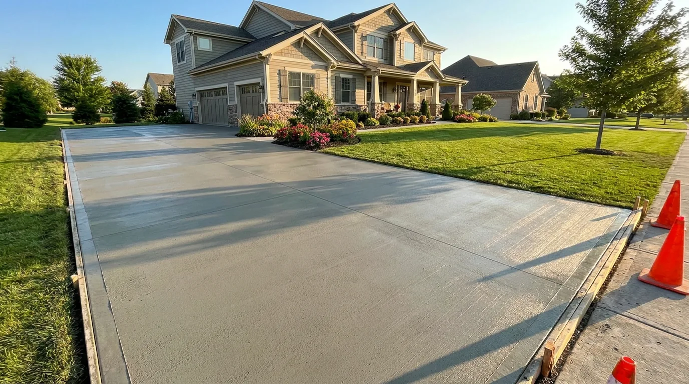 Residential concrete driveway