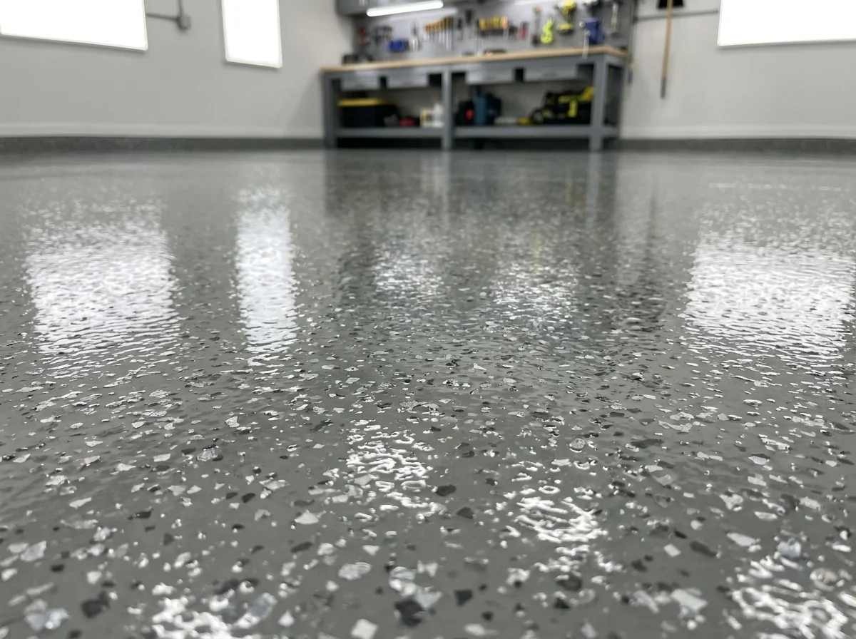 Epoxy coated concrete floor