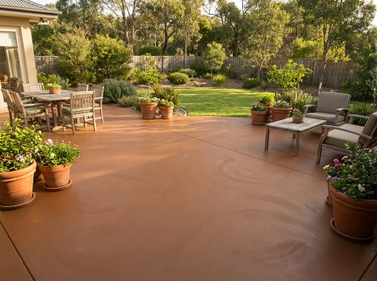 Decorative painted and colored concrete surface