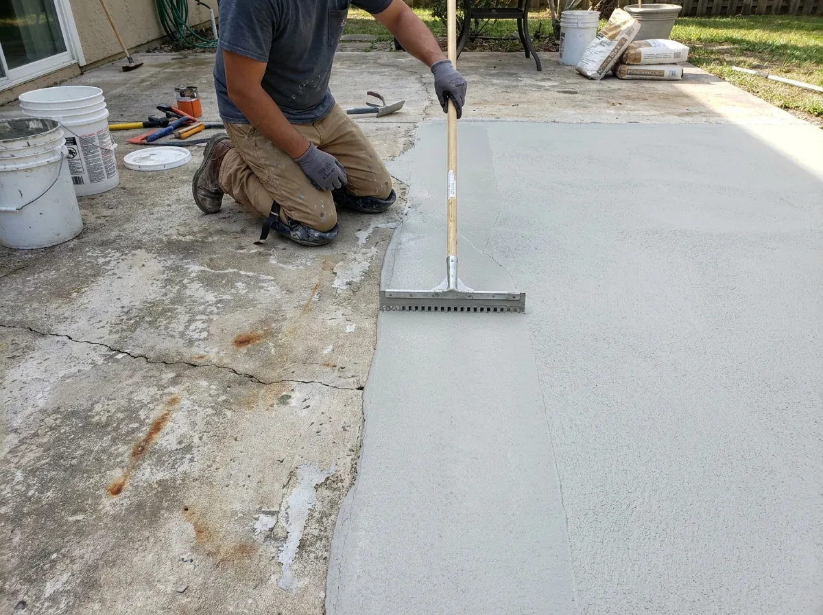 Decorative concrete overlay resurfacing in West Alabama