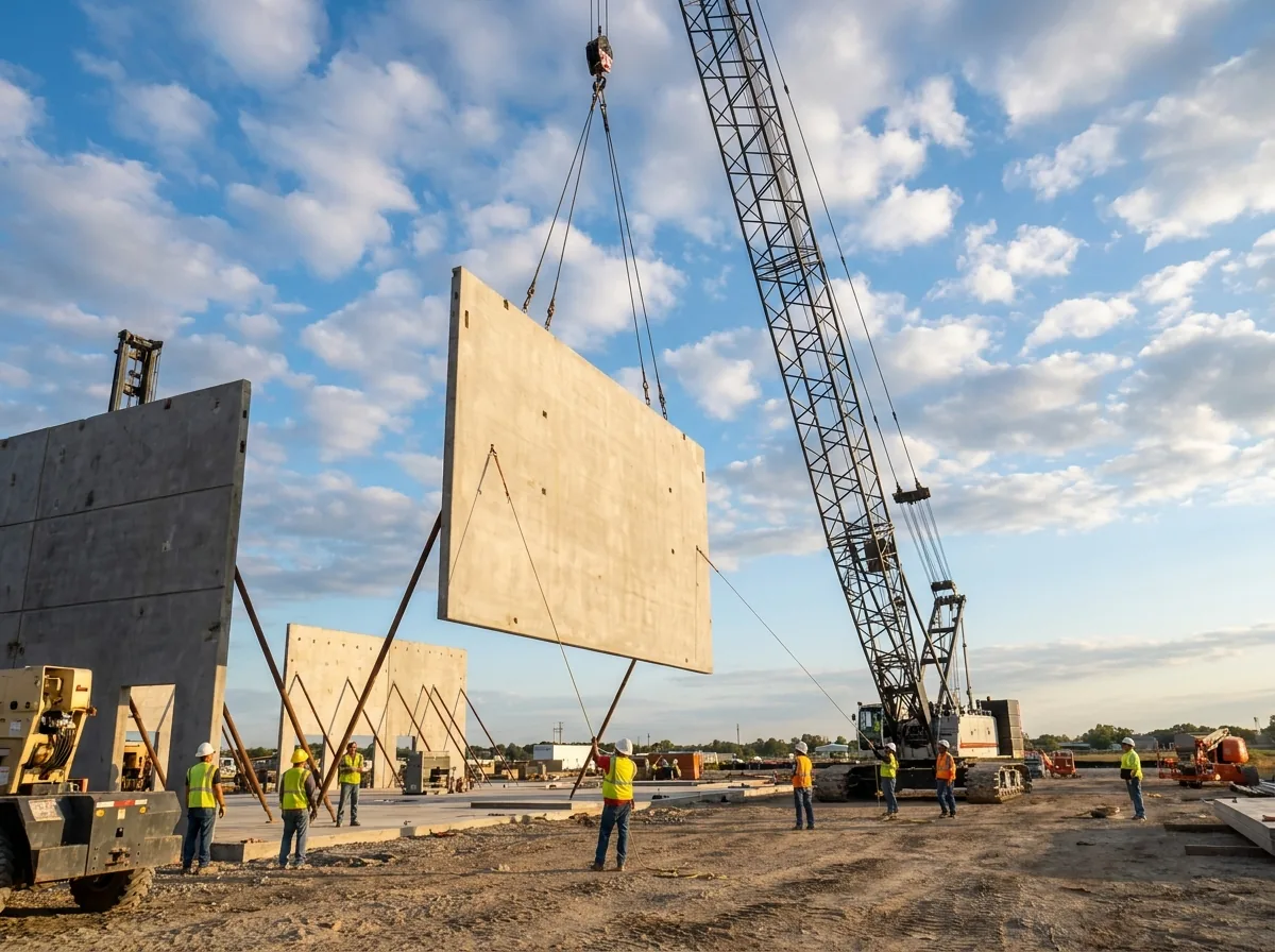 Tilt-wall concrete panel pour for commercial construction in Alabama